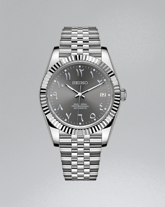 SØLVGRÅ ARABISK DATEJUST MOD